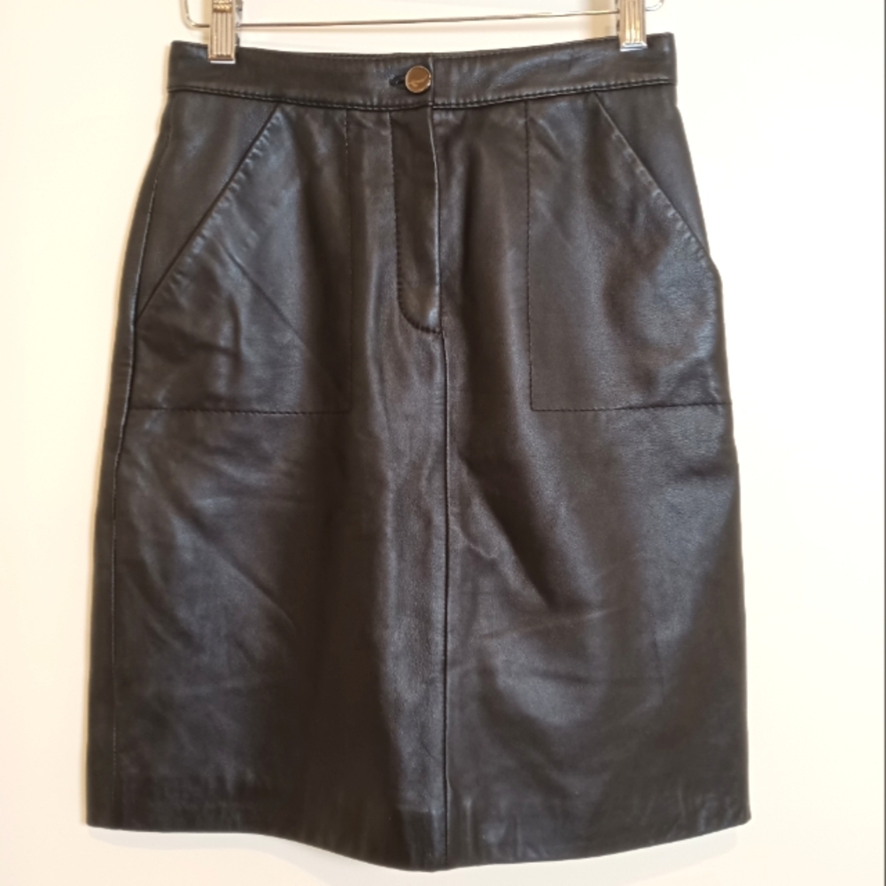 Genuine Leather Topshop Black Pencil Skirt